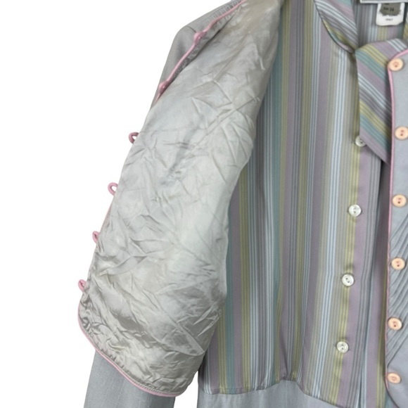 Vintage Warren Petites Light Gray Dress w/Stripped Top & Coat Womens 14 Petite - Picture 9 of 9